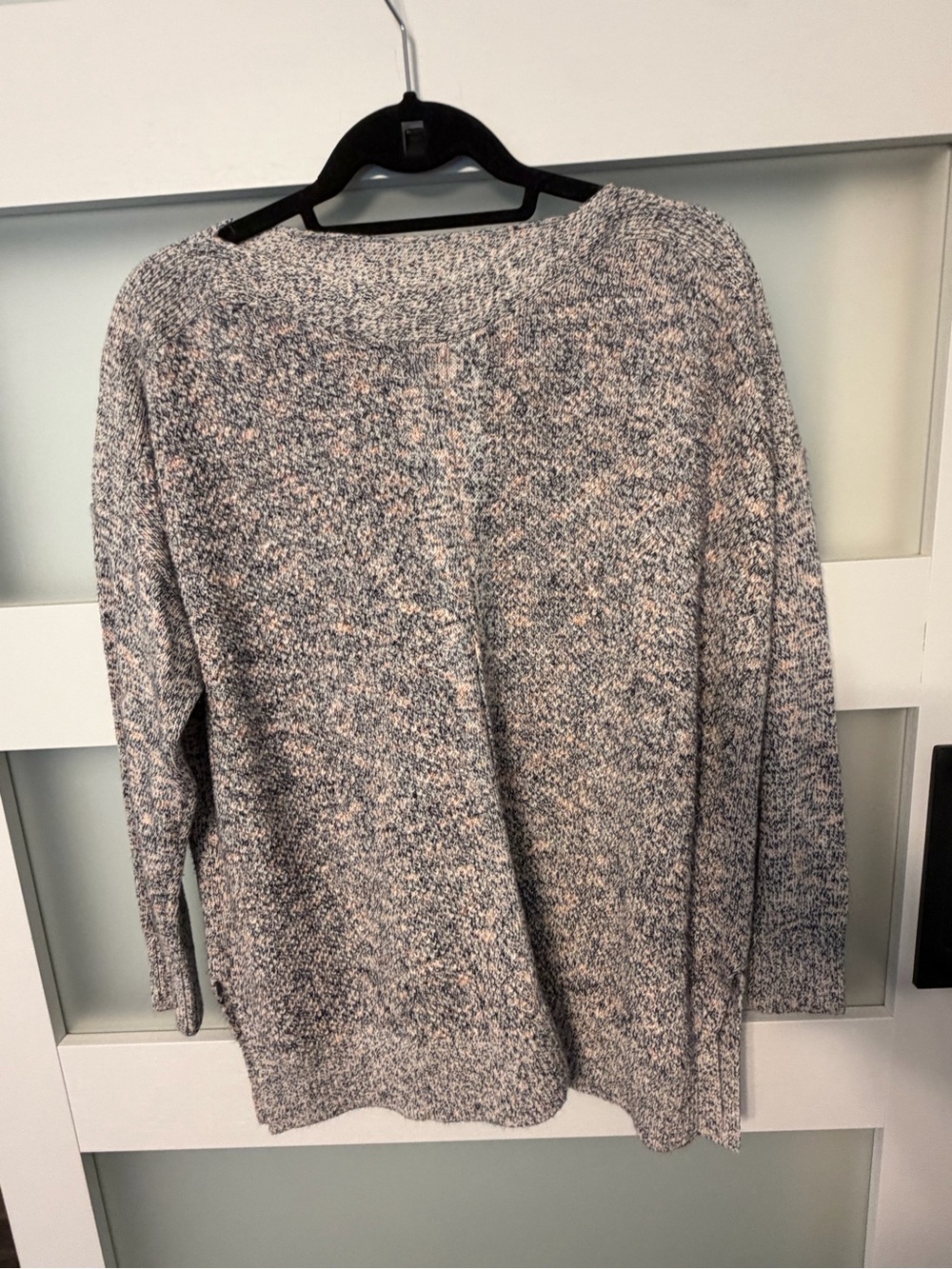 LOFT Speckled Crewneck Sweater in Gray and Pink Fleck